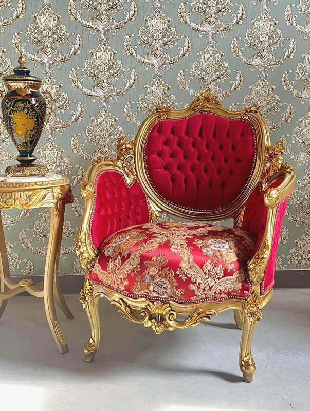 fauteuil-baroque-louis-XV-style-bergere-en-velours-damasse-rouge