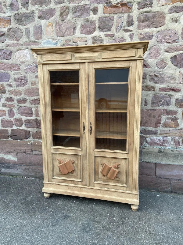Bibliothèque vintage chêne bois naturel brut 1900’