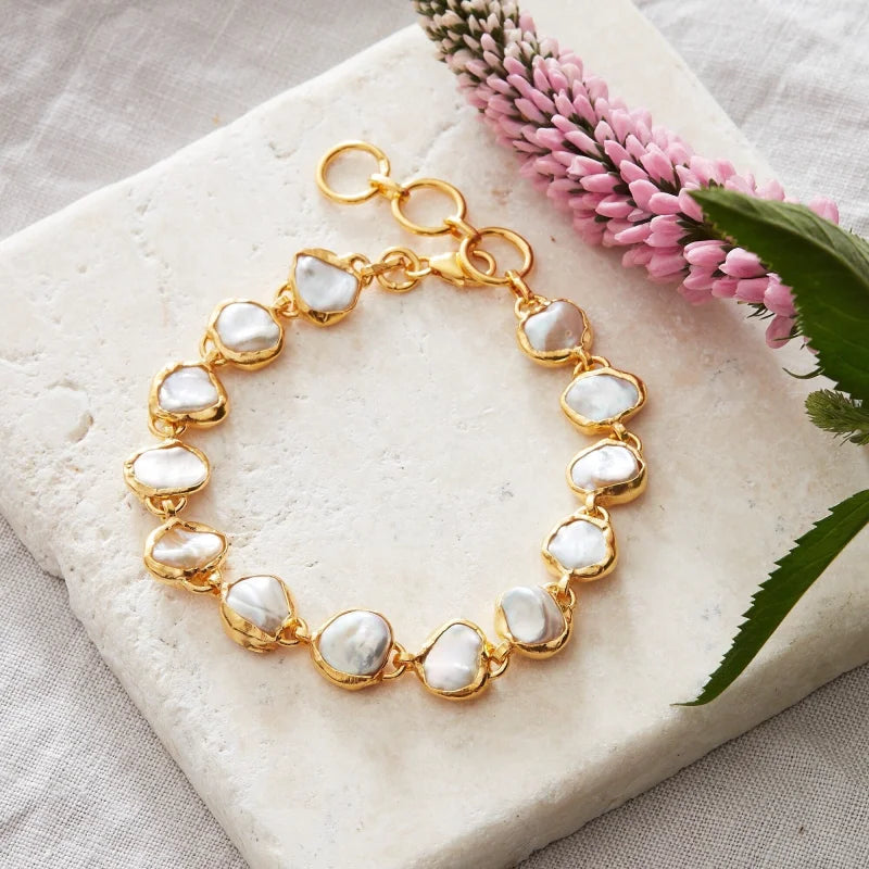 Bracelet galets de perles baroques