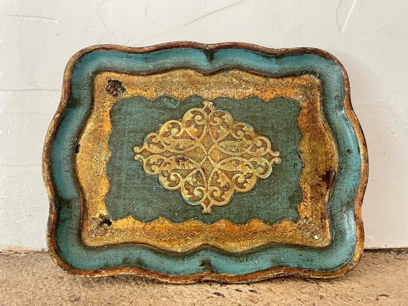 Plateau baroque florentin bleu et or