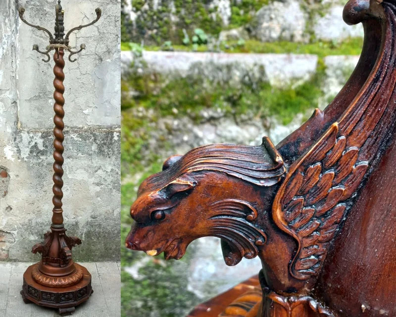Porte-manteau style baroque bois et laiton