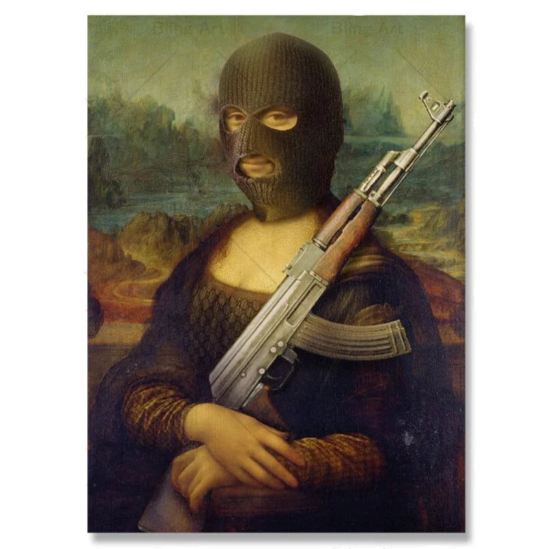 Tableau La Joconde Gangster - 13x18cm