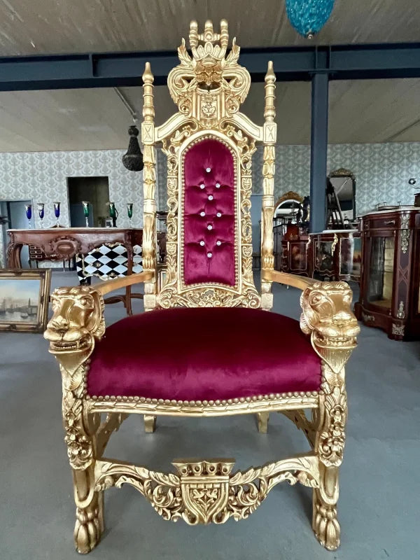 fauteuil-baroque-trone-de-lion-velours-rouge-bourgogne