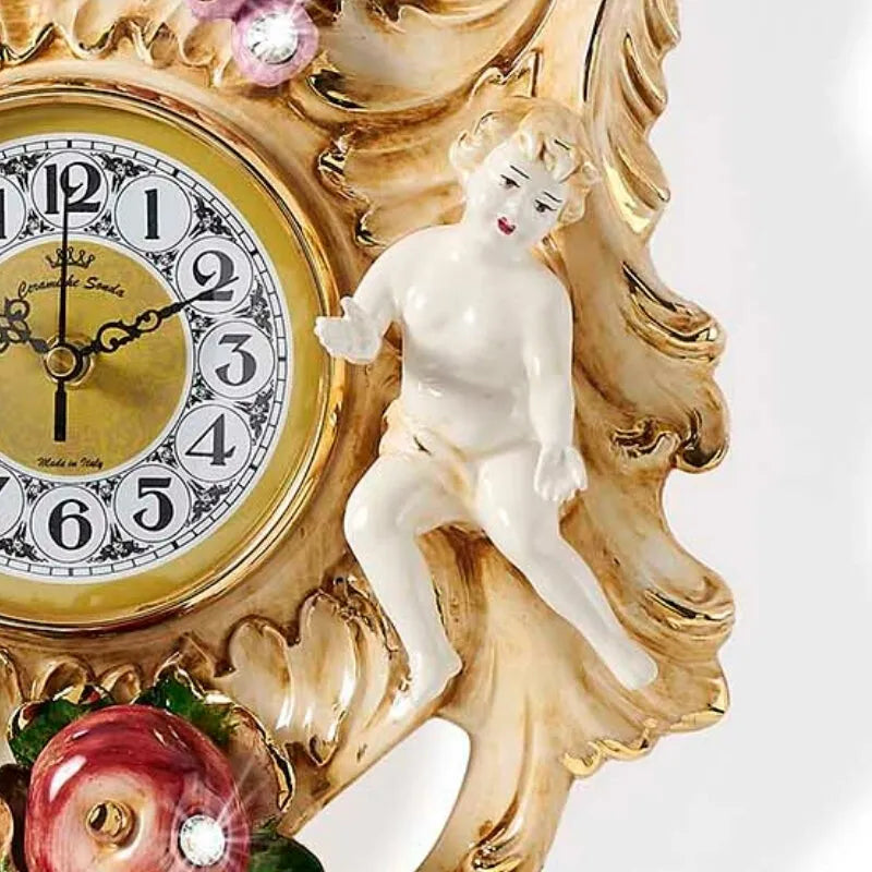 cadran-romain-avec-cherubin juxtaposé sur horloge murale design italien