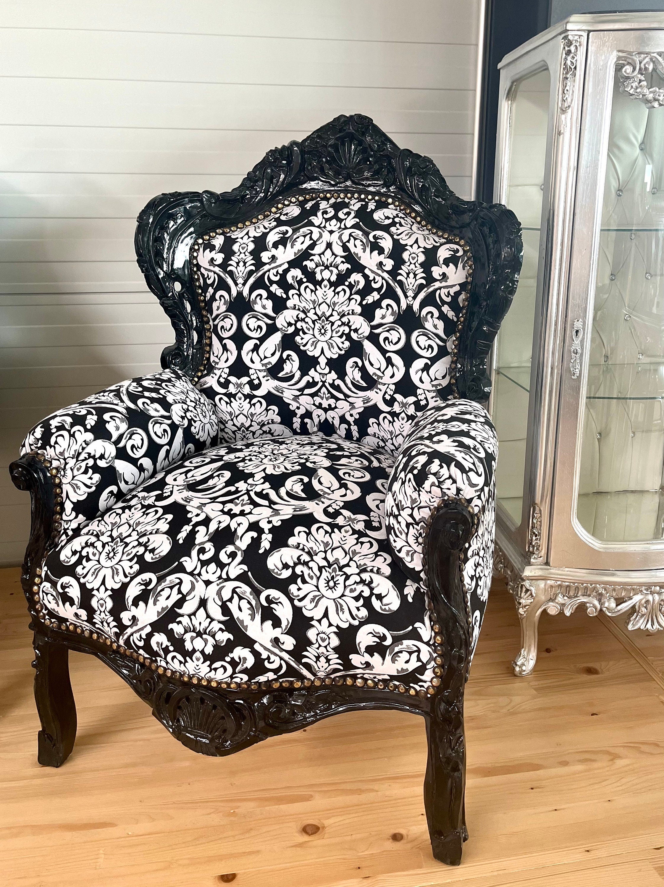 Fauteuil baroque antique français - Motif noir