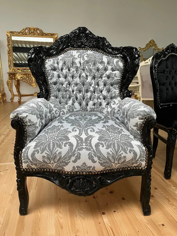 Fauteuil baroque de style français - Motif gris