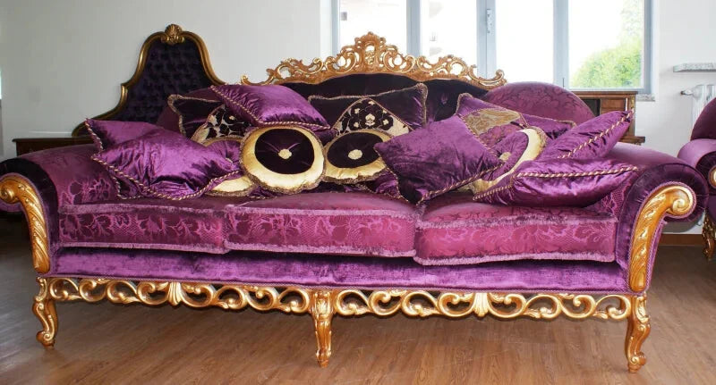 Grand canapé de style baroque avec tissu Rubelli violet