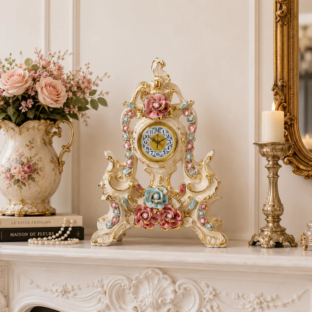 horloge-style-ancien-marie-antoinette-pour-salon-baroque / horloge style XVIIIe pour interieur de luxe et appartement parisien / horloge design italien