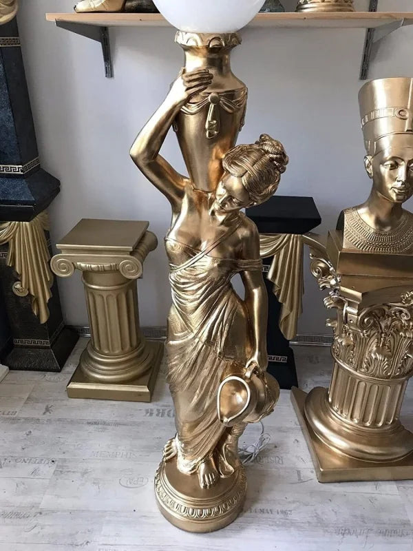 Lampadaire Baroque Statue de femme Or 170cm