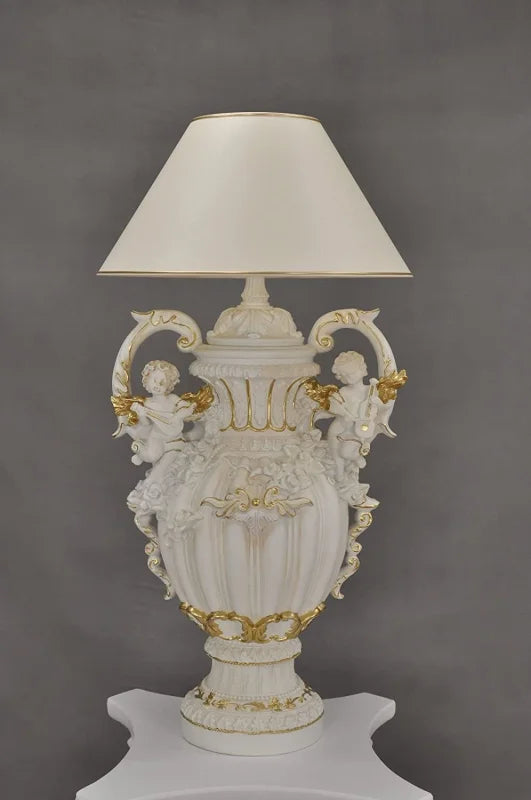 Lampe Baroque Ange Blanc et Or