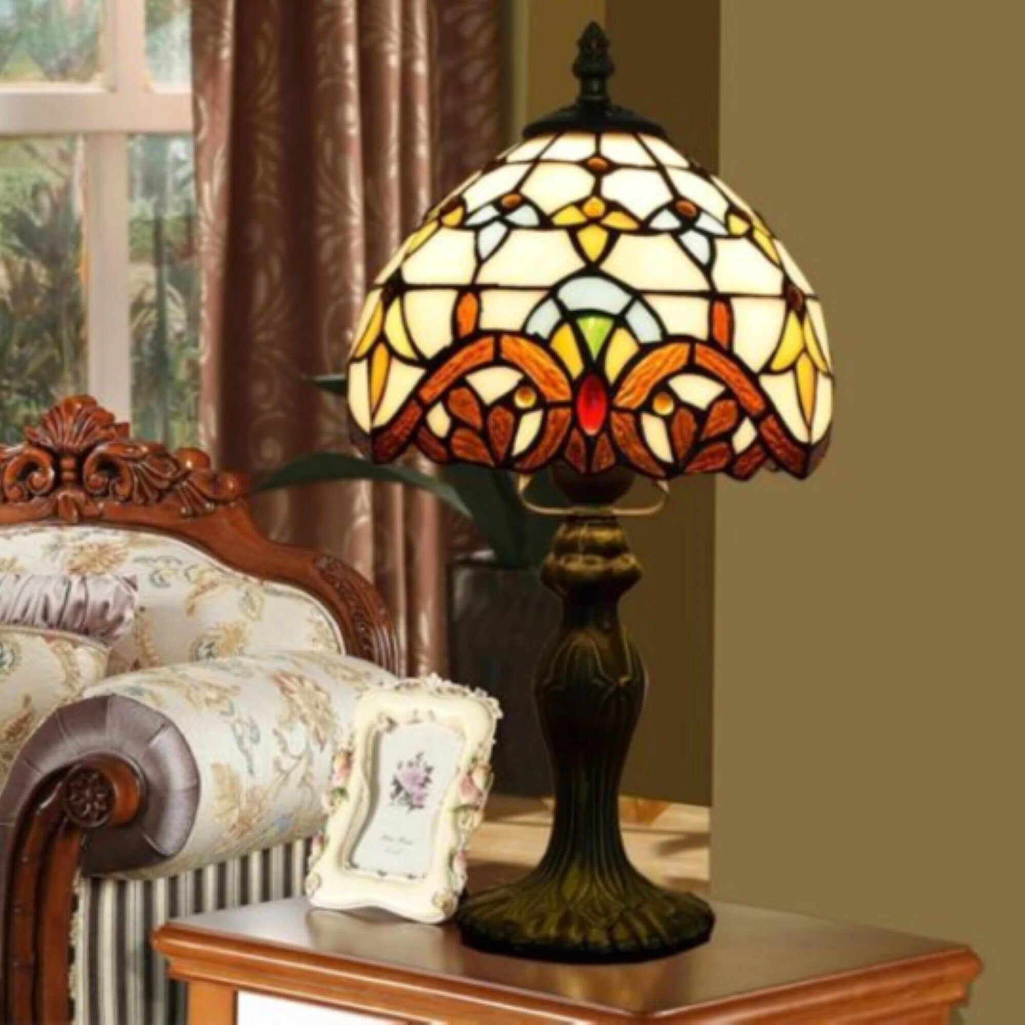 Lampe de table baroque teintée