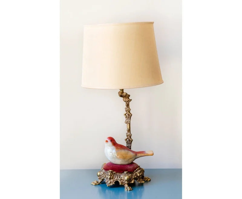 Lampe style victorien antique avec oiseau