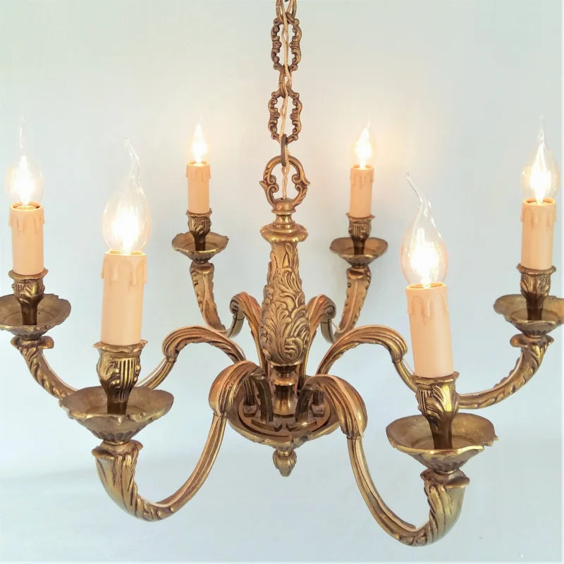 Lustre ancien en bronze - 6 Bras