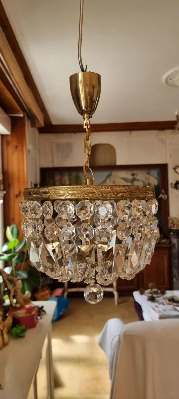 Lustre plafonnier montgolfière baroque en laiton