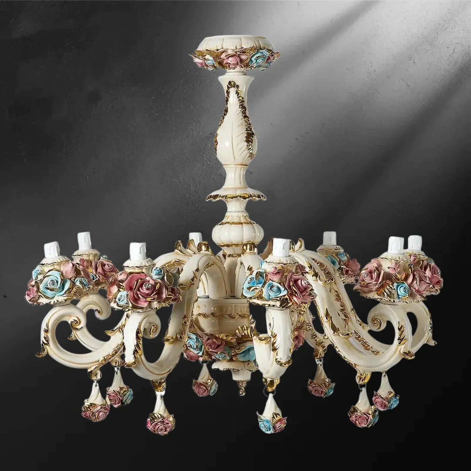 lustre-rococo-baroque-ceramique-capodimonte-cascade-florale-aux-cristaux-swarovski