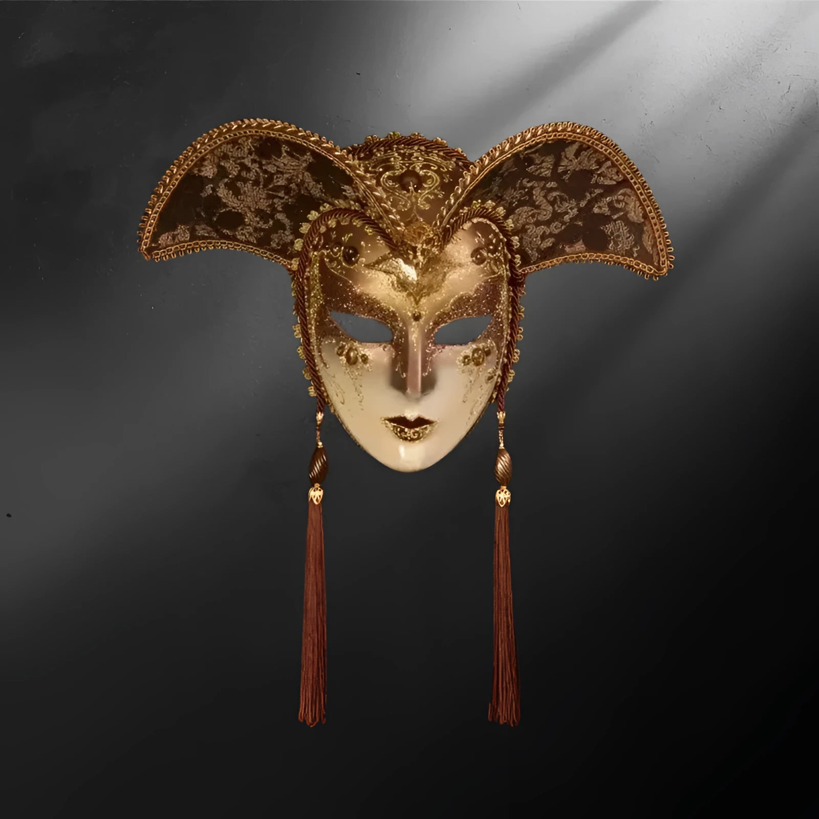 Masque vénitien Casanova or - Bronze antique - Masque vénitien Casanova – fait main Italie | Décoration murale luxe