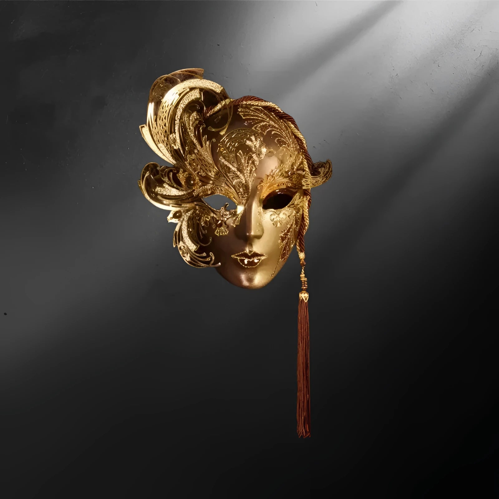 Masque vénitien Volto Fenice or - Bronze antique - Masque vénitien phénix doré – fait main en Italie | à porter