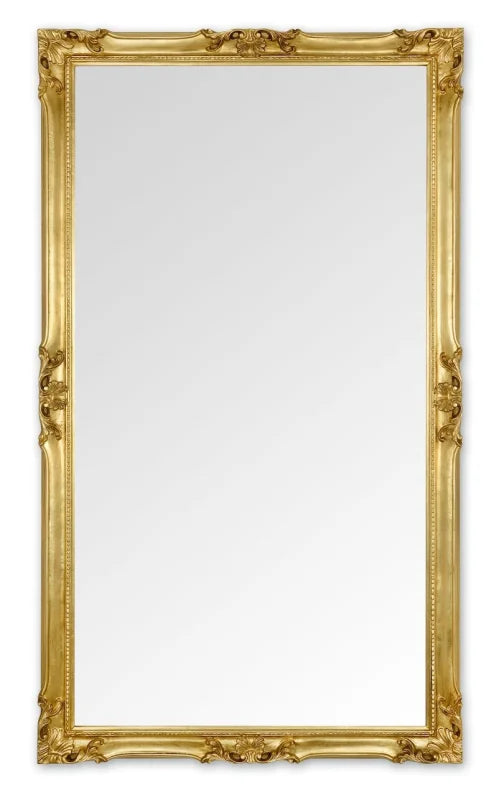 Miroir mural de style français classique feuille d’or - Fabriqué en Italie - Or / 82x142 cm