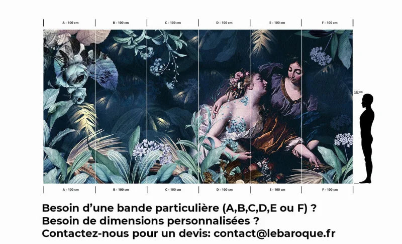 Papier peint baroque - femmes marine et jungle