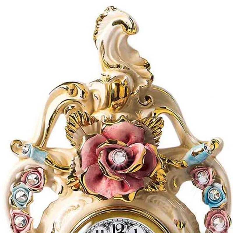 volutes dorées à l'or 24 carats avec roses incrusté d'un crital swarovski style rococo