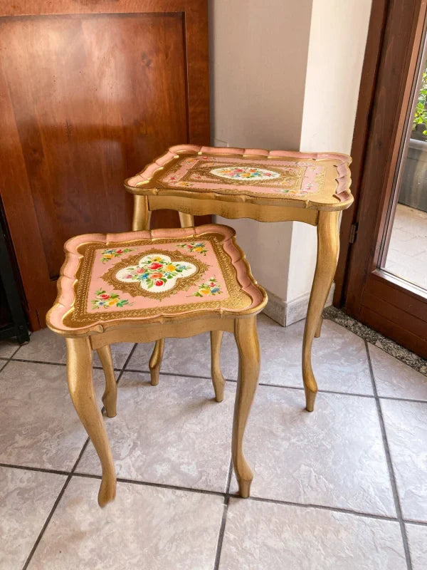 Table gigogne baroque en bois - art florentin - L31xl31xH40cm