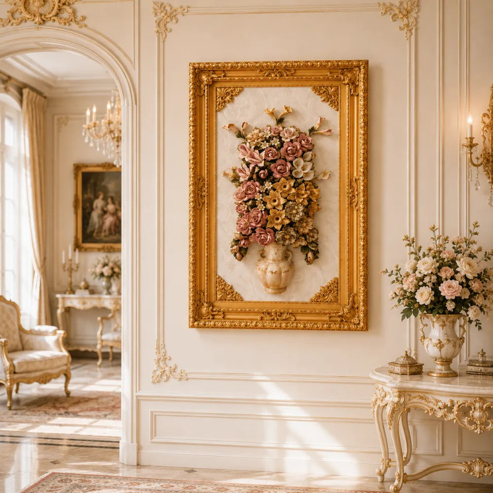 tableau-mural-baroque-pour-decoration-style-XVIIIe / tableau style marie-antoinette pour interieur style louis XV louis XVI