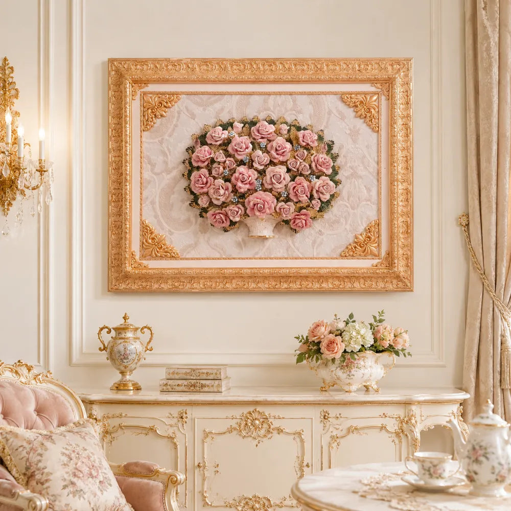 tableau-mural-style-marie-antoinette-pour-salon-baroque / tableau baroque pour interieur chic et luxueux style marie-antoinette